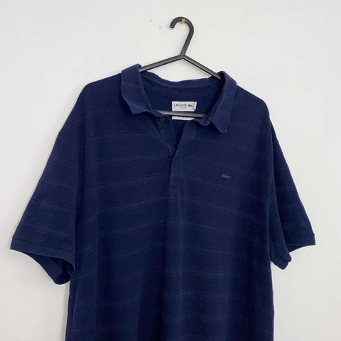 Lacoste Sport Basic Polo Shirt Top Mens Size 3XL [Fit as 2XL] Slim Navy Striped Soft Cotton.