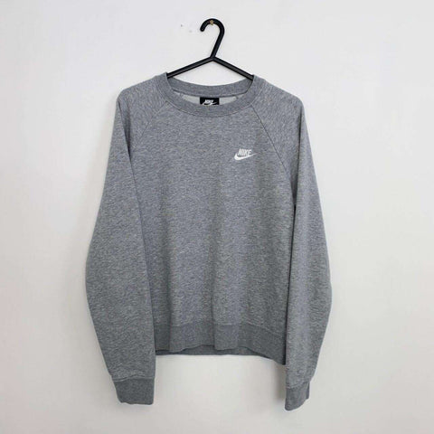 Nike Sportswear Essential Sweatshirt Womens Size M [Fit as S] Light Grey Crew
