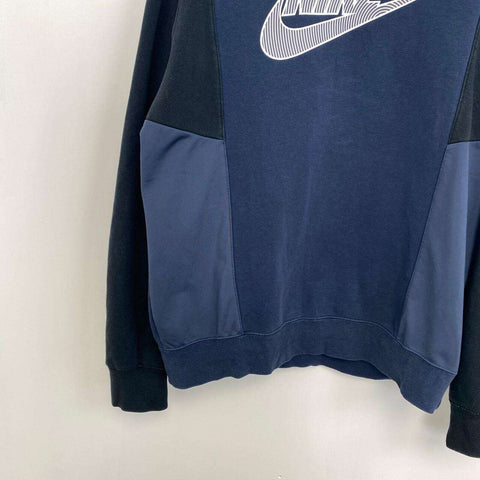 Nike Sportswear Hybrid Fleece Sweatshirt Mens Size M Obsidian Navy Black Crew.
