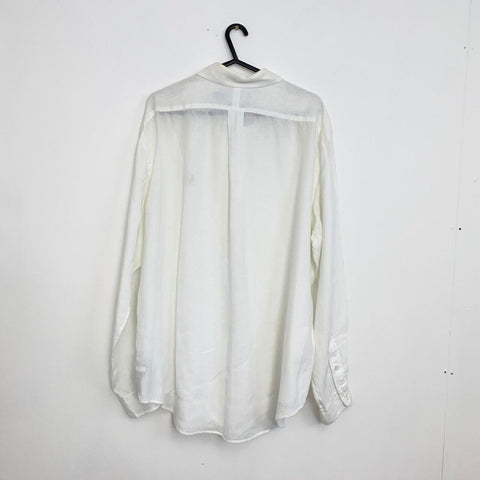 Polo Ralph Lauren 100 % Linen Shirt Mens Size XL White Classic Button-Up Logo