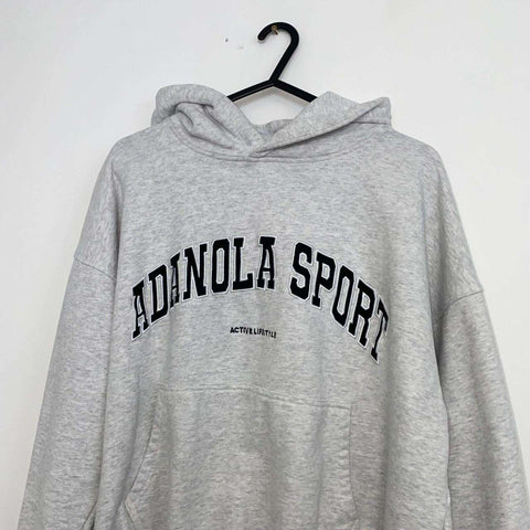 Ada Adanola Sport Spellout Hoodie Womens Size XS Grey Embroidered Logo USA