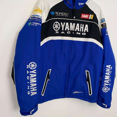 Official Yamaha Racing Paddock Jacket Mens Size S Blue Padded Retro Rare.
