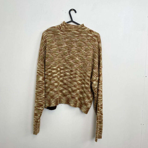 Kickers Landscape Intarsia Knitted Jumper Womens Size M Sweater Brown Beige Rare