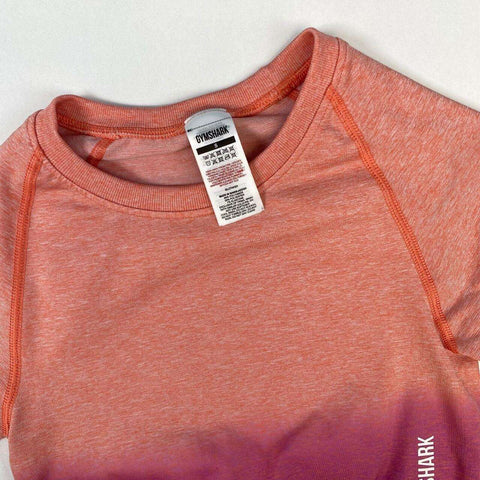 Gymshark Adapt Ombre Seamless Long Sleeve Crop Top Womens Size S Pink Orange.