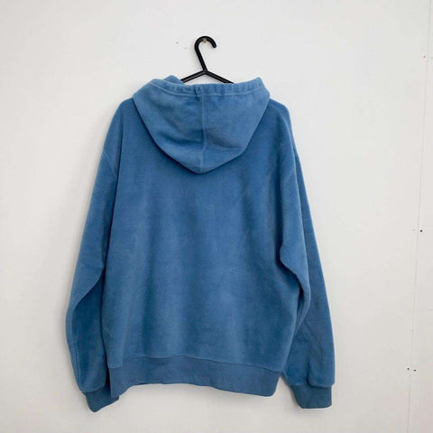 Gap Retro Spellout Fleece Hoodie Womens Size M Oversized Blue Pullover Logo Rare