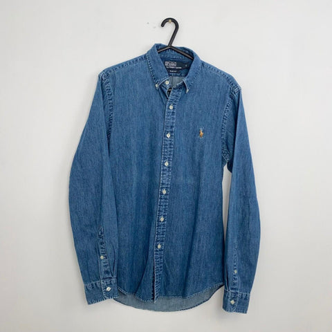 Polo Ralph Lauren Denim Button-Up Shirt Mens Size S Slim Blue Long-Sleeve Cotton
