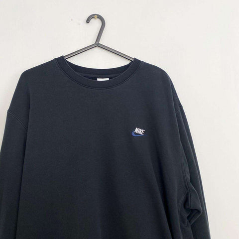 Nike Basic Logo Sweatshirt Mens Size XL Black Embroidered Swoosh Crewneck.