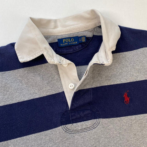 Polo Ralph Lauren Rugby Long-Sleeve Polo Mens Size S Navy & Grey Top Logo.