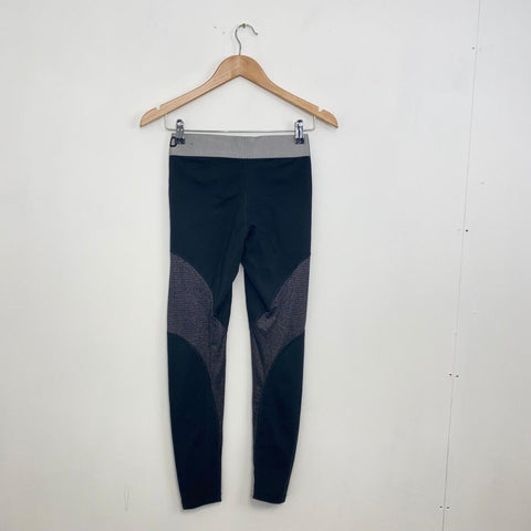 Preowned Nike Pro Training Gym Leggings Womens Size M Black Metallic Sliver AO9228-010