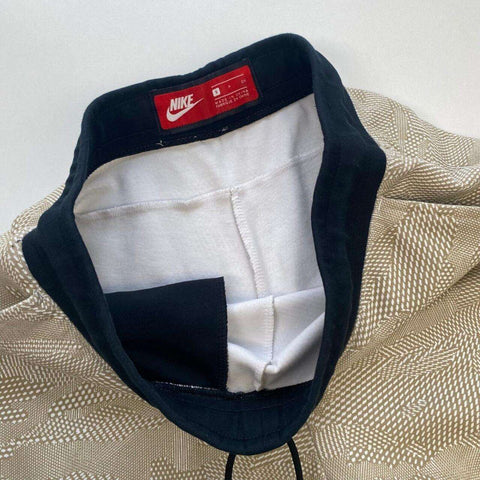 Nike Tech Sweat Shorts Printed Pattern Mens Size S Beige Swoosh Logo Pockets.