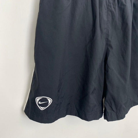 Vintage Nike Track Woven Shorts Mens Size M Black White Swoosh Logo Lined Retro.