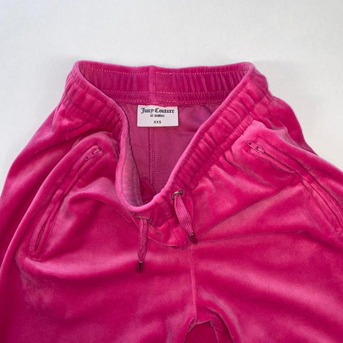 Juicy Couture Velvet Velour Joggers Trousers Womens Size XXS /XS Pink Back Logo.