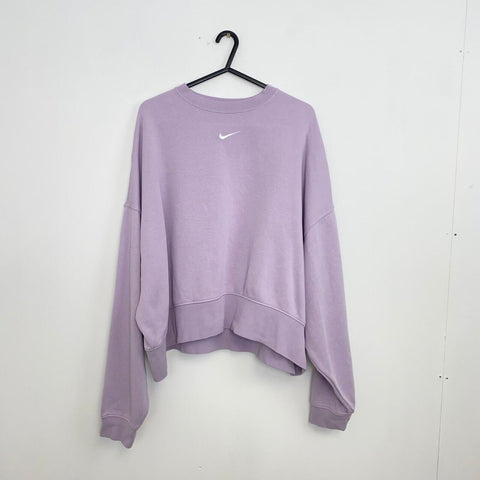 Nike Essentials Sweatshirt Womens Size L Oversized Lilac Purple Center Swoosh