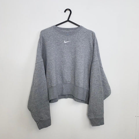 Nike Sportswear Essentials Sweatshirt Womens Size L Oversized Grey Center Swoosh