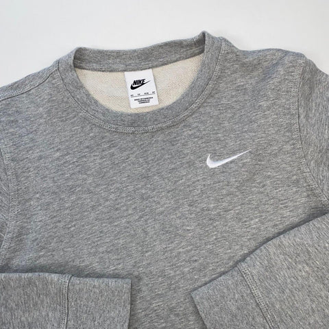 Preowned Nike Crew Basic Sweatshirt Mens Size XS Heather Grey Embroidered Swoosh Pullover