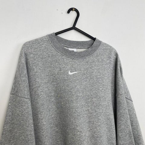 Nike Sportswear Essentials Sweatshirt Womens Size S Oversized Grey Center Swoosh