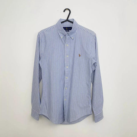 Ralph Lauren Striped Button-Up Shirt Mens Size XS Slim Blue White Holiday L/S.