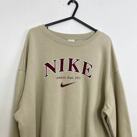 Nike Sportswear Phoenix Spellout Women's Oversized Sweatshirt Size M Beige.
