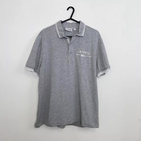 Preowned Lacoste Embroidered Logo Polo Shirt Mens Size XXL [Fit as XL] Grey Short-Sleeve.