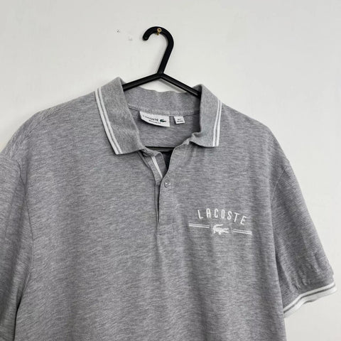 Preowned Lacoste Embroidered Logo Polo Shirt Mens Size XXL [Fit as XL] Grey Short-Sleeve.