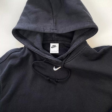 Nike Essential Center Swoosh Oversized Hoodie Womens Size S Black Pullover Logo.