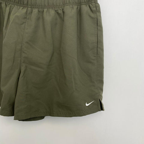 Preowned Nike Athletic Woven Shorts Womens Size XL Khaki Green Swoosh Logo Pockets.