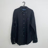 Vintage Ralph Lauren Linen Button-Up Shirt Mens Size M Black Summer Long-Sleeve.