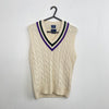 Polo Ralph Lauren Cable-Knit Jumper Vest Tennis Jumper Mens M Cream Wimbledon