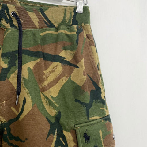 Polo Ralph Lauren Camo Cargo Sweat Shorts Mens Size S Green Khaki Brown Logo.