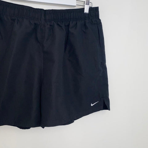 Nike Men's Swimming Volley 5 inch Swim Shorts Size XL Black Swoosh Pockets Track