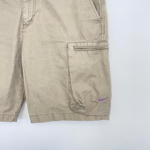 Vintage Nike Cargo Shorts Mens Size 34 [Fit as 36] Beige Outdoor Retro Swoosh.
