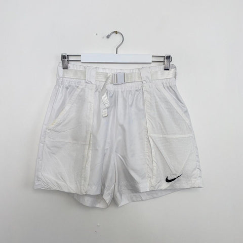 Nike Woven Swoosh Shorts Womens Size L White Summer Field Utility y2k Style.