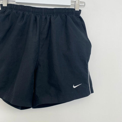Vintage Nike Woven Track Shorts Mens Size S Black Swoosh Pockets Brief-Lined