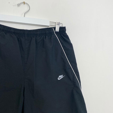 Vintage Nike Woven Track Shorts Mens Size M Black Swoosh Pockets Brief-Lined