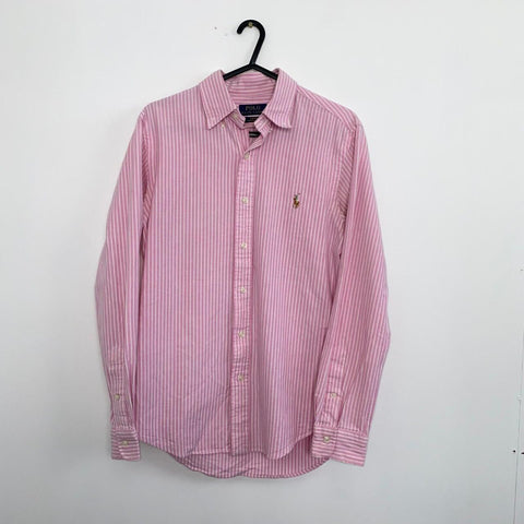 Polo Ralph Lauren Striped Button-Up Shirt Mens Size S Pink White Slim Holiday.