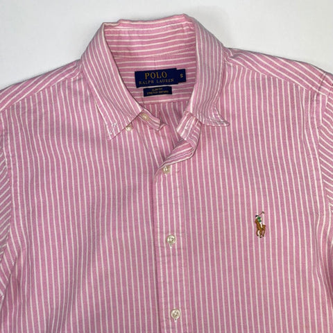 Polo Ralph Lauren Striped Button-Up Shirt Mens Size S Pink White Slim Holiday.