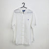 Polo Ralph Lauren Linen Button-Up Shirt Mens Size XL White Holiday Short-Sleeve.