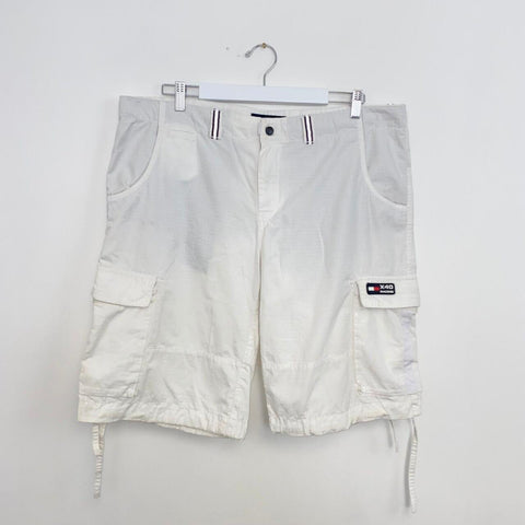 Preowned Tommy Hilfiger X40 Racing Sailing Cargo Shorts Mens Size XXL W40 White Retro.