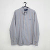 Vintage Polo Ralph Lauren Striped Button-Up Shirt Mens Size L Blue Striped L/S Holiday Summer.