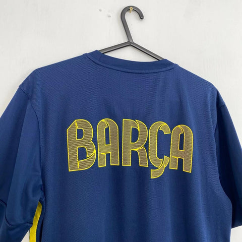 Preowned Nike Mens Barcelona Training Shirt Size M Blue Football 2012-13 Pre-Match Retro