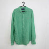 Vintage Polo Ralph Lauren Linen Shirt Size L Green Striped Long-Sleeve Summer.