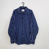 Yves Saint Laurent Mens Shirt Size L Striped Navy Blue Button-Up Long-Sleeve YSL