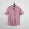 Ralph Lauren Mens Seersucker Shirt Size S Pink White Striped Holiday S/S Logo.