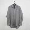 Vintage Ralph Lauren Mens Yarmouth Button-Up Shirt Size 15 / M Grey Striped L/S