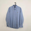 Ralph Lauren Mens Button-Up Shirt Size L Blue Long-Sleeve Summer Old Money Logo.