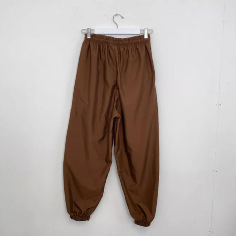 Preowned Nike Womens Woven Loose Fit Trousers Pants Size S Brown Embroidered Swoosh.