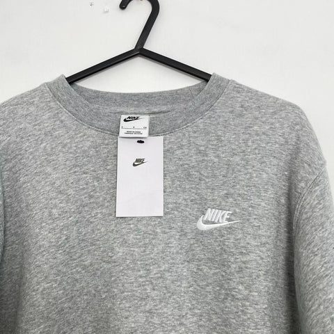 Nike Basic Pullover Sweatshirt Crewneck Size S Heather Grey Crewneck Logo NEW