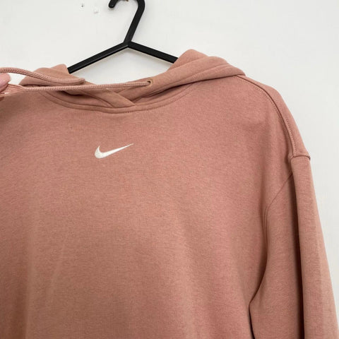 Preowned Nike Womens Essential Center Swoosh Oversized Hoodie Size XS Dusty Pink Pullover