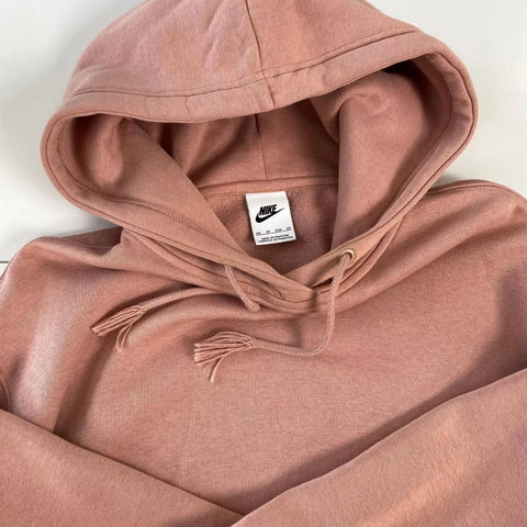 Preowned Nike Womens Essential Center Swoosh Oversized Hoodie Size XS Dusty Pink Pullover