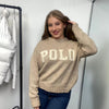 Preowned Polo Ralph Lauren Womens Knit Jumper Size S Beige Crew Sweater Logo Wool Blend.